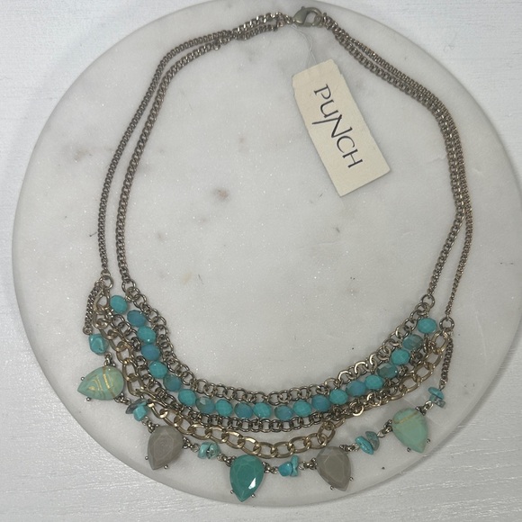 Turquoise and Gold Layered Necklace - Picture 2 of 4